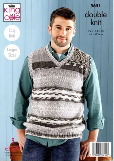 Knitting Pattern - King Cole 5651 - Fjord DK - Mens Sweater & Tank Top